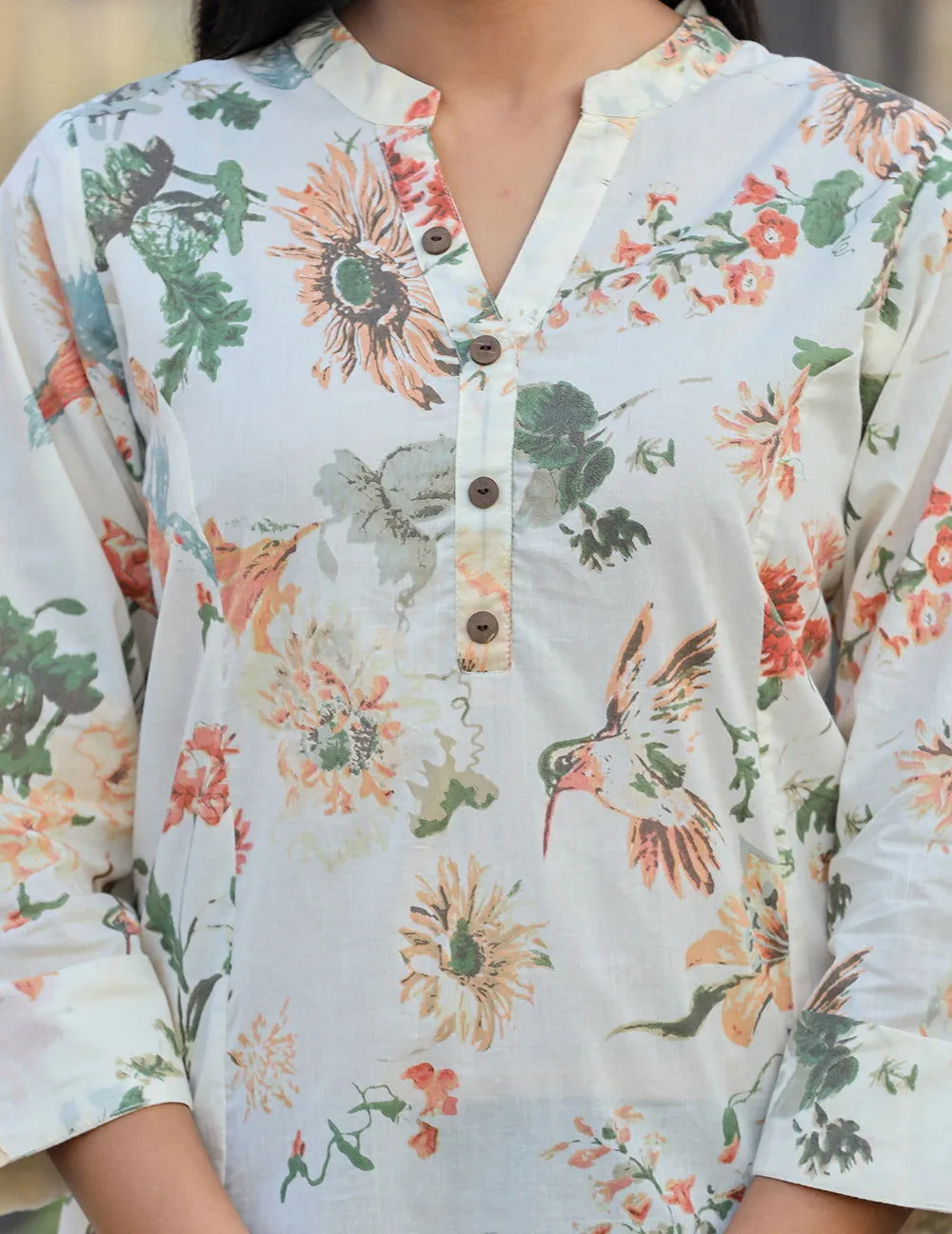 Off White Floral Printed Top (pack of 1)