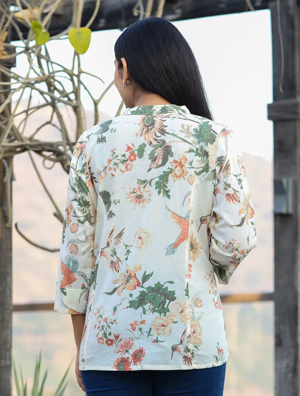 Off White Floral Printed Top (pack of 1)