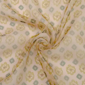 Pam Nude Floral Printed Silk Georgette