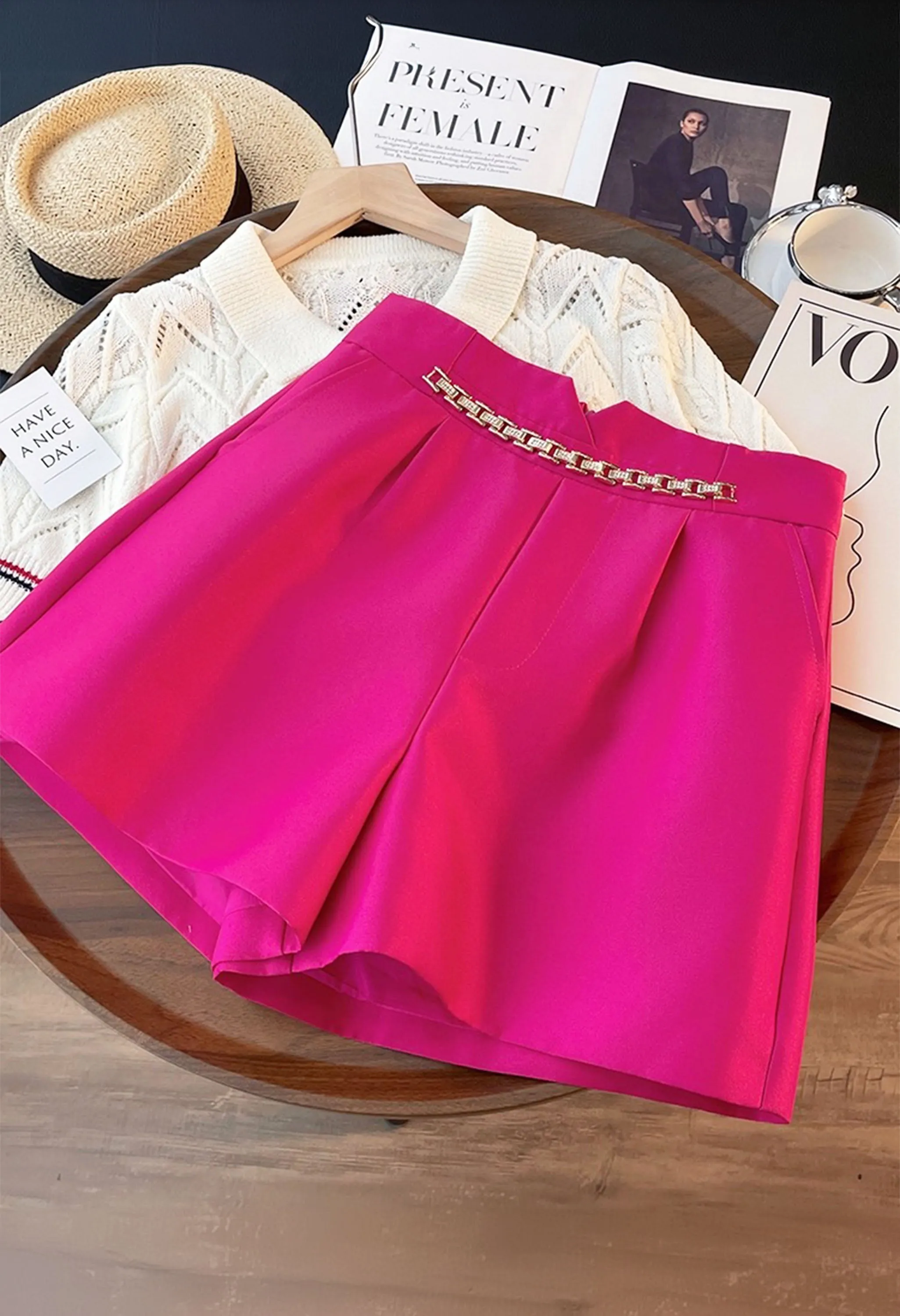 Pankh Ceila Front Buckle Shorts