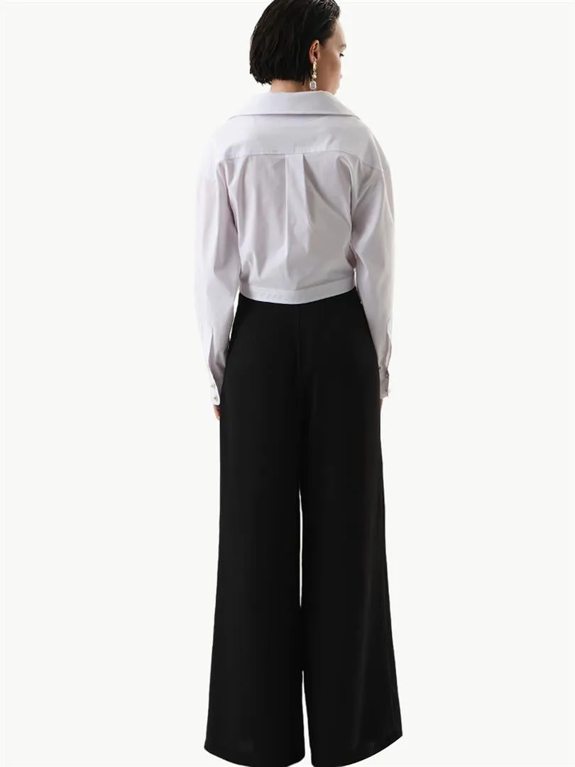 Pearl Button Oversize Cotton Shirt - White