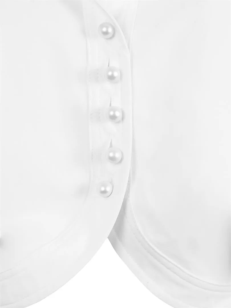 Pearl Button Oversize Cotton Shirt - White