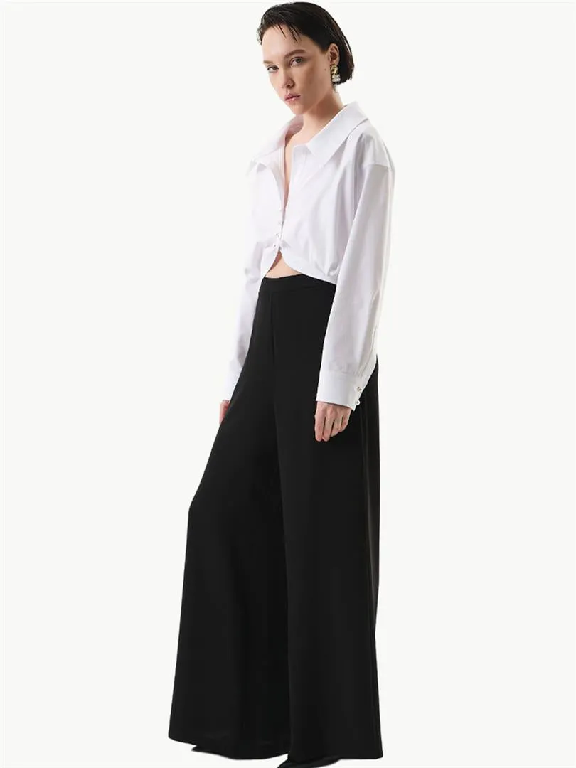 Pearl Button Oversize Cotton Shirt - White