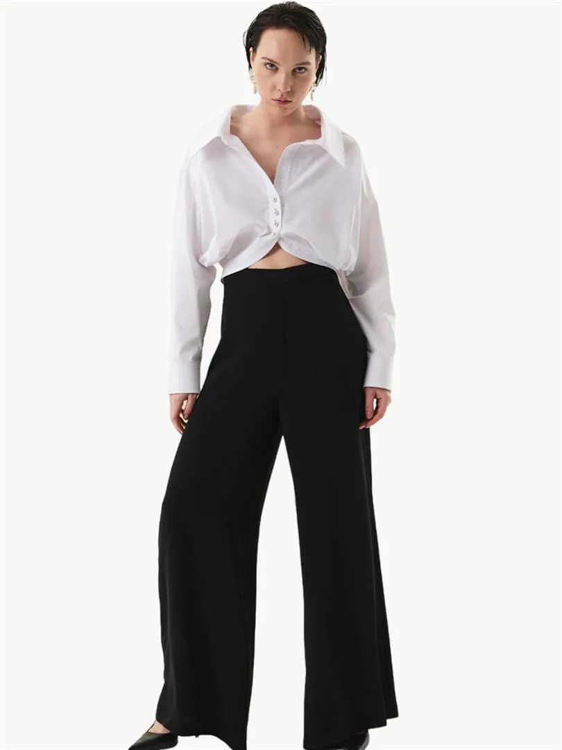 Pearl Button Oversize Cotton Shirt - White