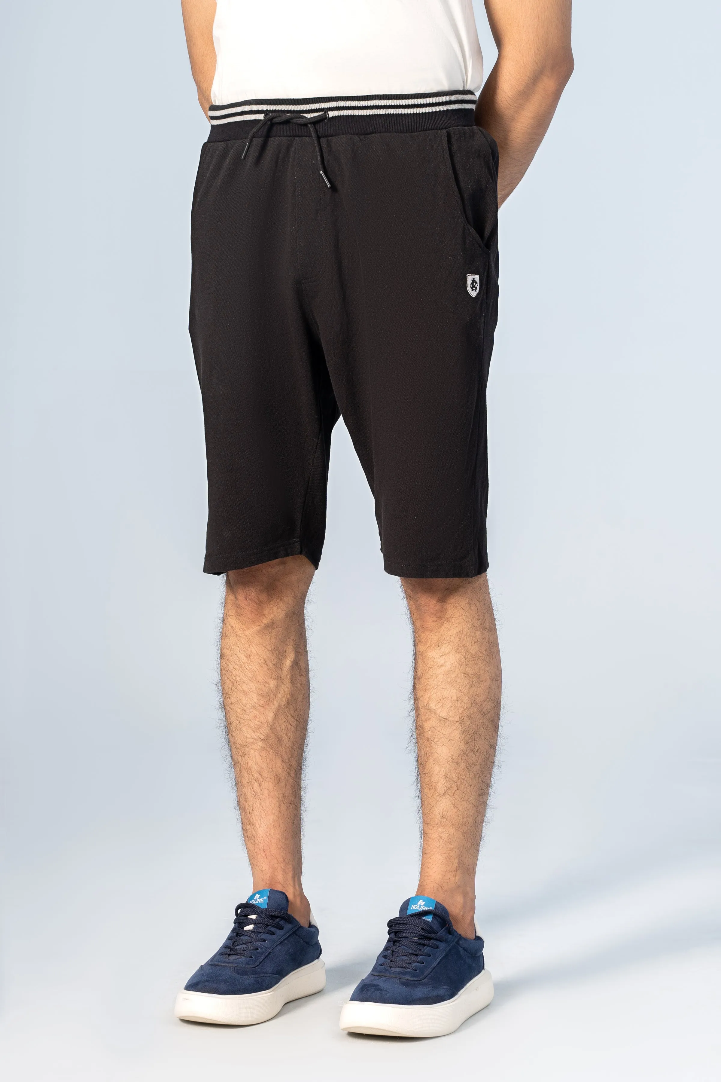 PIQUE TIPPING SHORTS BLACK