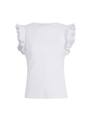 Pleated Ruffle-Sleeve Top
