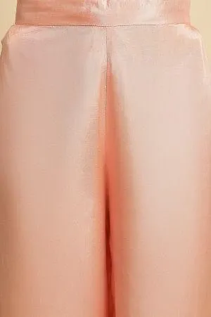 Plus Size Pink Parallel Pants With Lace And Embroidery