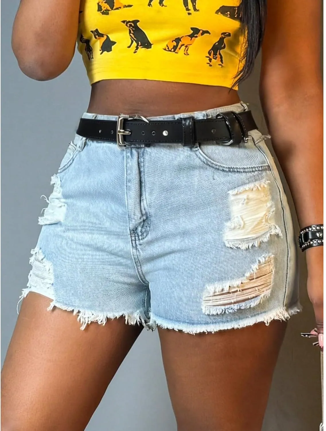 Ripped Jean Shorts Womens High Waisted Cut Off Jean Shorts Trendy Baggy Jorts Distressed Frayed Hem Denim Jeans