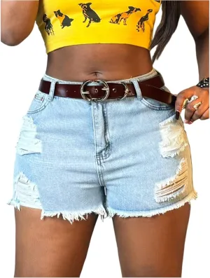 Ripped Jean Shorts Womens High Waisted Cut Off Jean Shorts Trendy Baggy Jorts Distressed Frayed Hem Denim Jeans