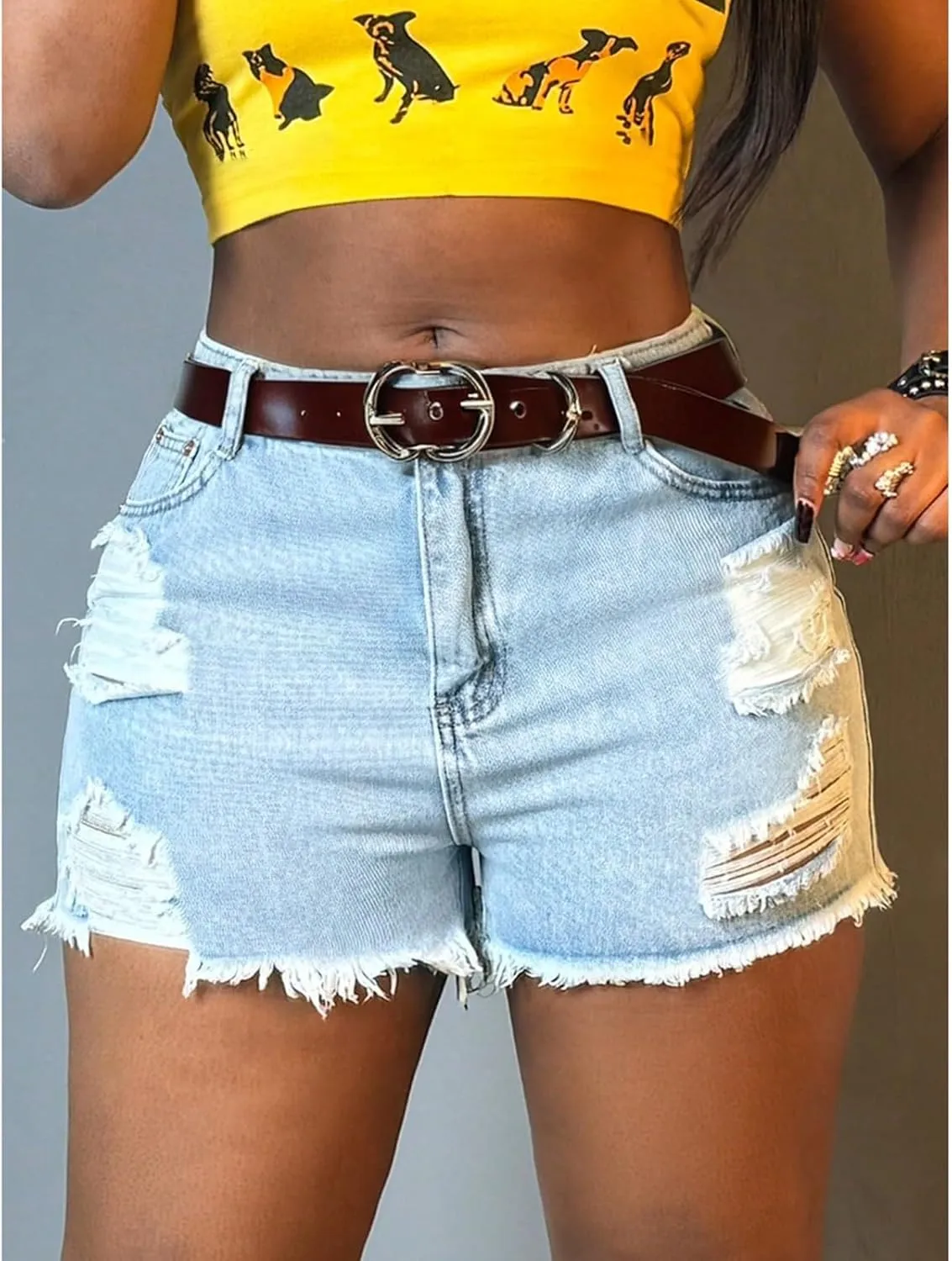 Ripped Jean Shorts Womens High Waisted Cut Off Jean Shorts Trendy Baggy Jorts Distressed Frayed Hem Denim Jeans