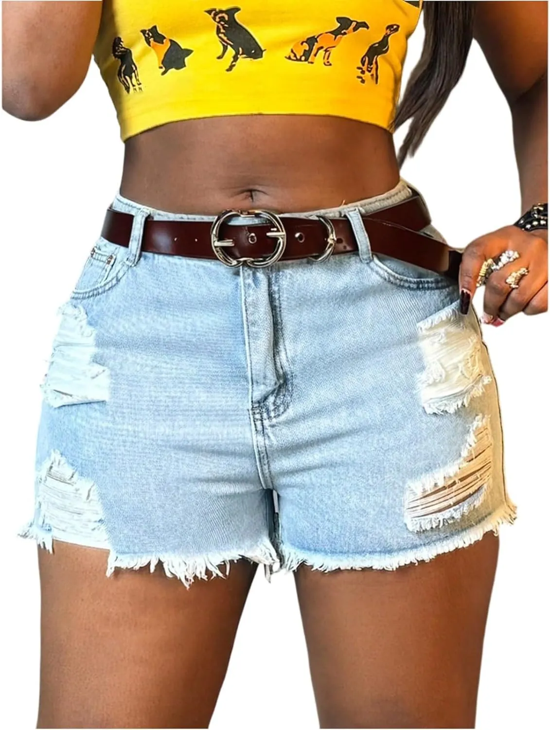 Ripped Jean Shorts Womens High Waisted Cut Off Jean Shorts Trendy Baggy Jorts Distressed Frayed Hem Denim Jeans