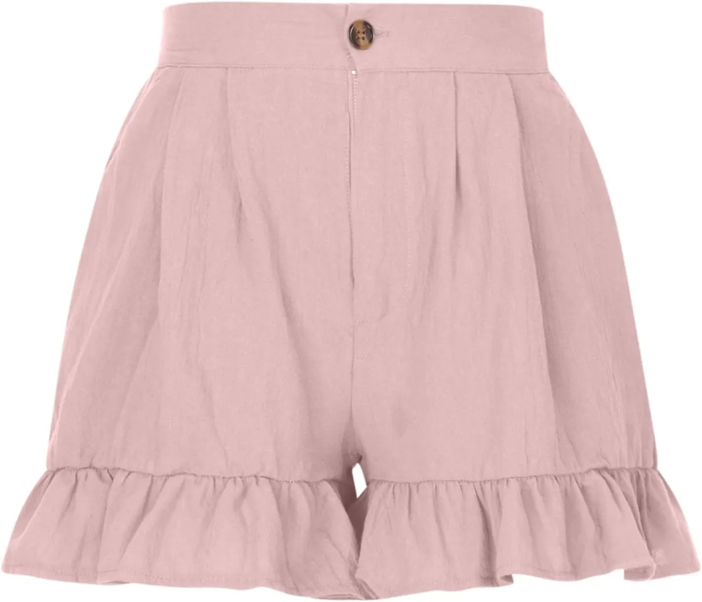 Ruffle Shorts for Women Comfy Casual High Waisted Shorts Wide Leg Summer Beach Lightweight Short Pants with Pockets