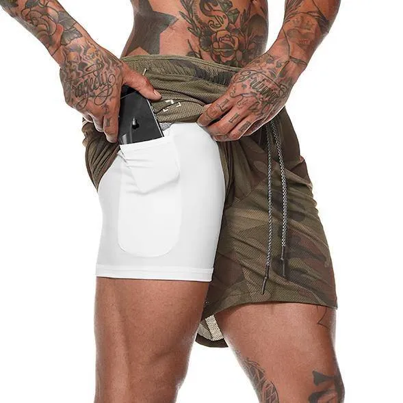 Running Shorts  2 in 1 Sports Jogging Fitness Quick Men's Shorts