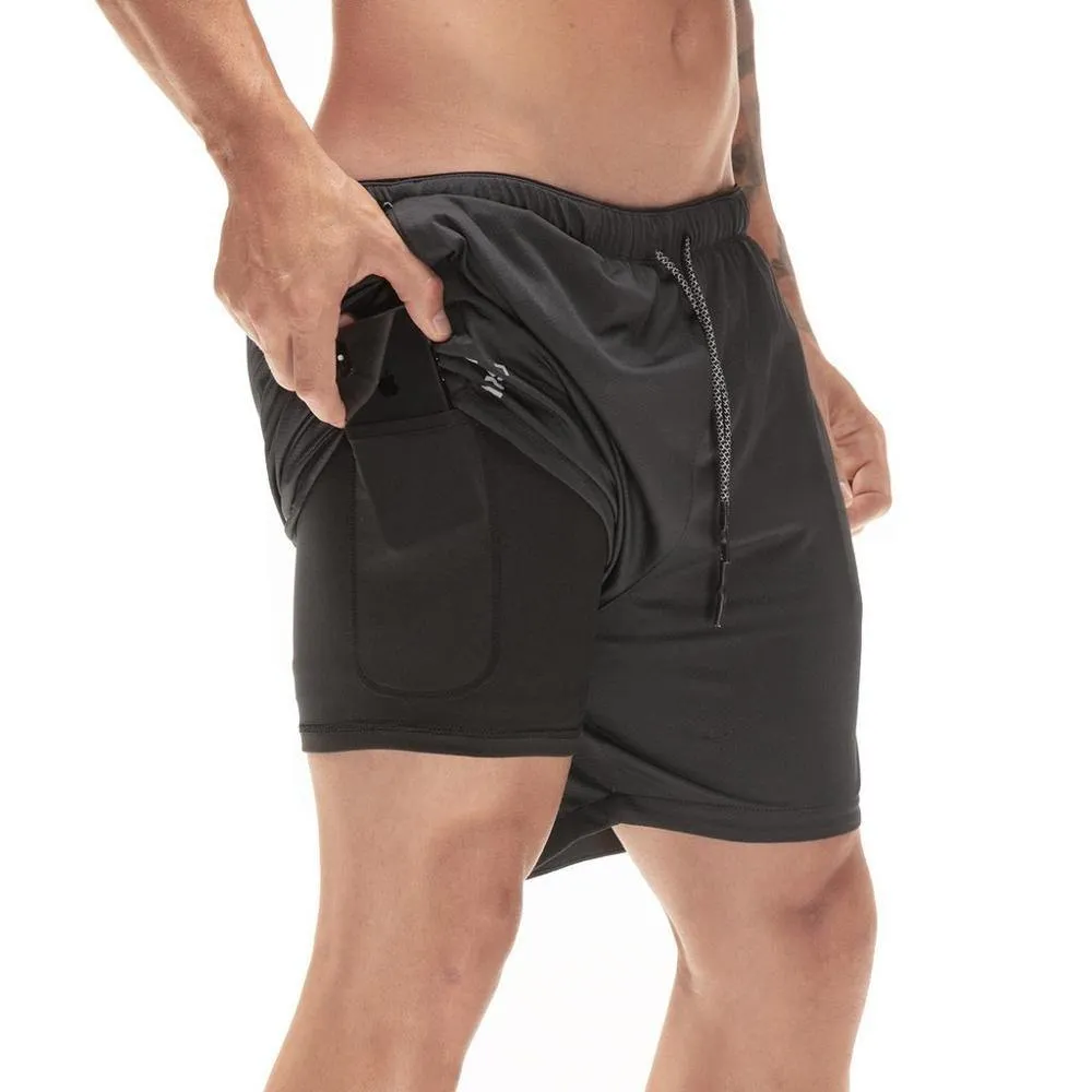Running Shorts  2 in 1 Sports Jogging Fitness Quick Men's Shorts