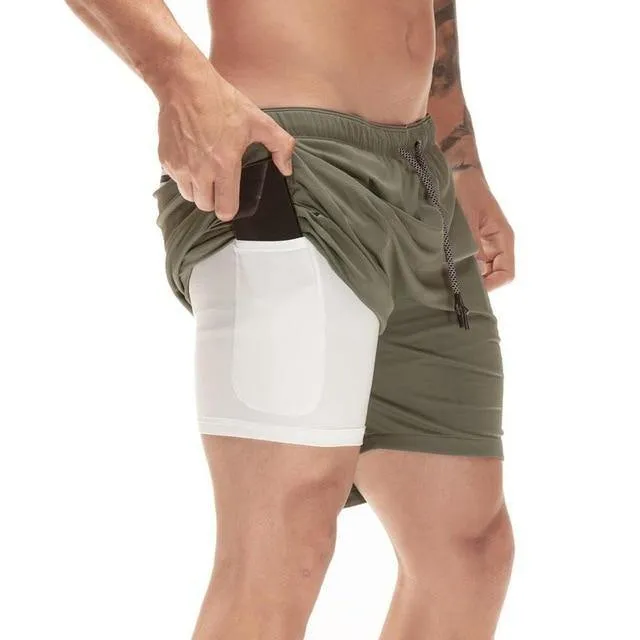 Running Shorts  2 in 1 Sports Jogging Fitness Quick Men's Shorts