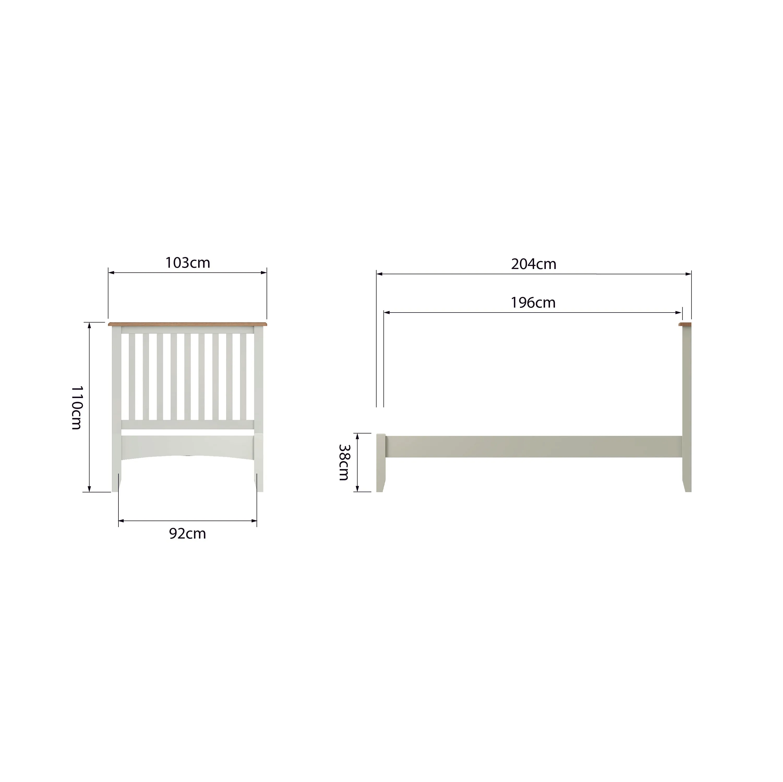 Salisbury Pure White Bed 3' Single 103 x 204 x 110 cm
