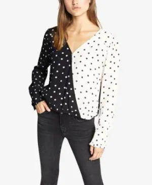 Sanctuary Cori Half and Half Wrap Blouse Polka Dot M