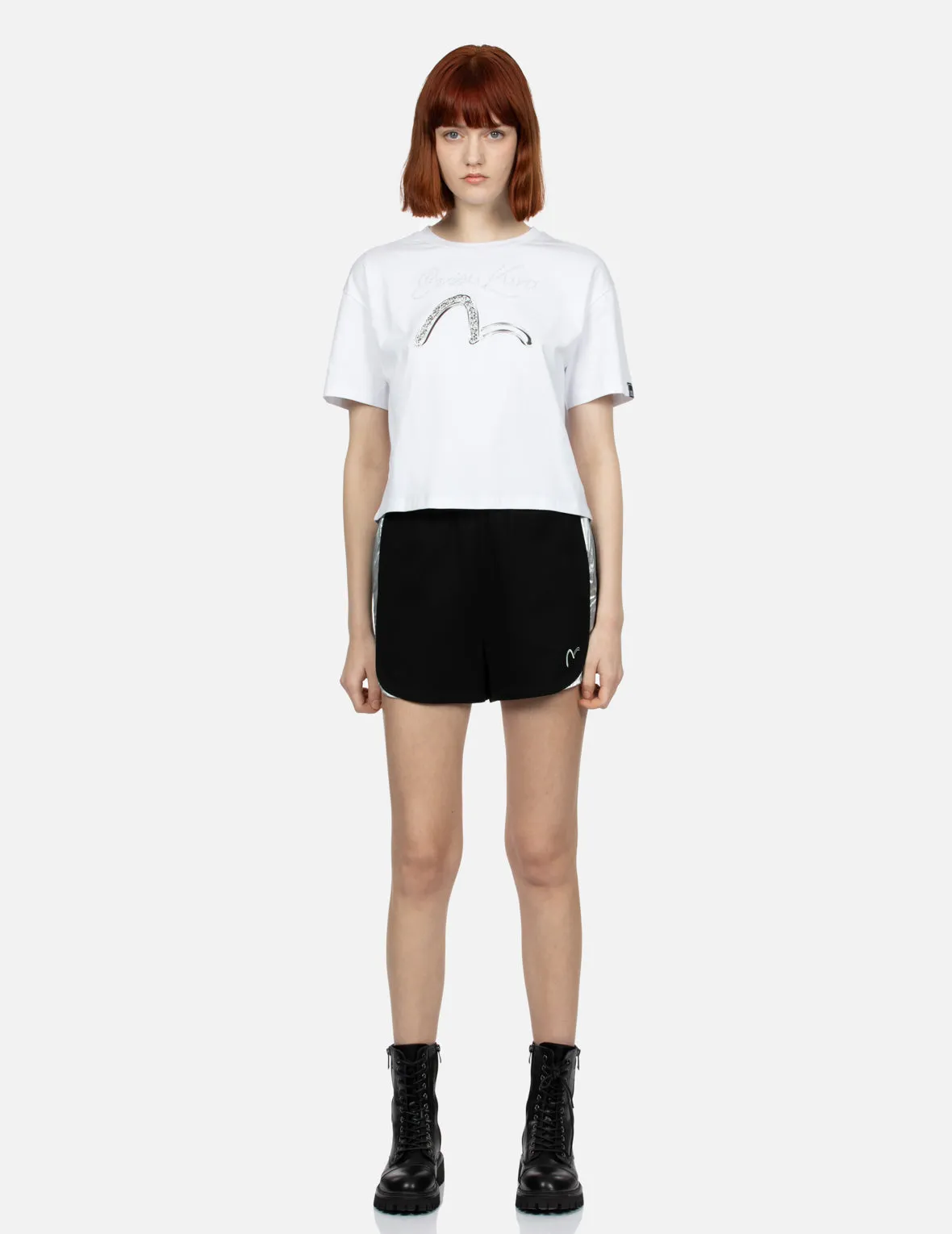 Seagull and Logo Sequined Loose Fit T-shirt