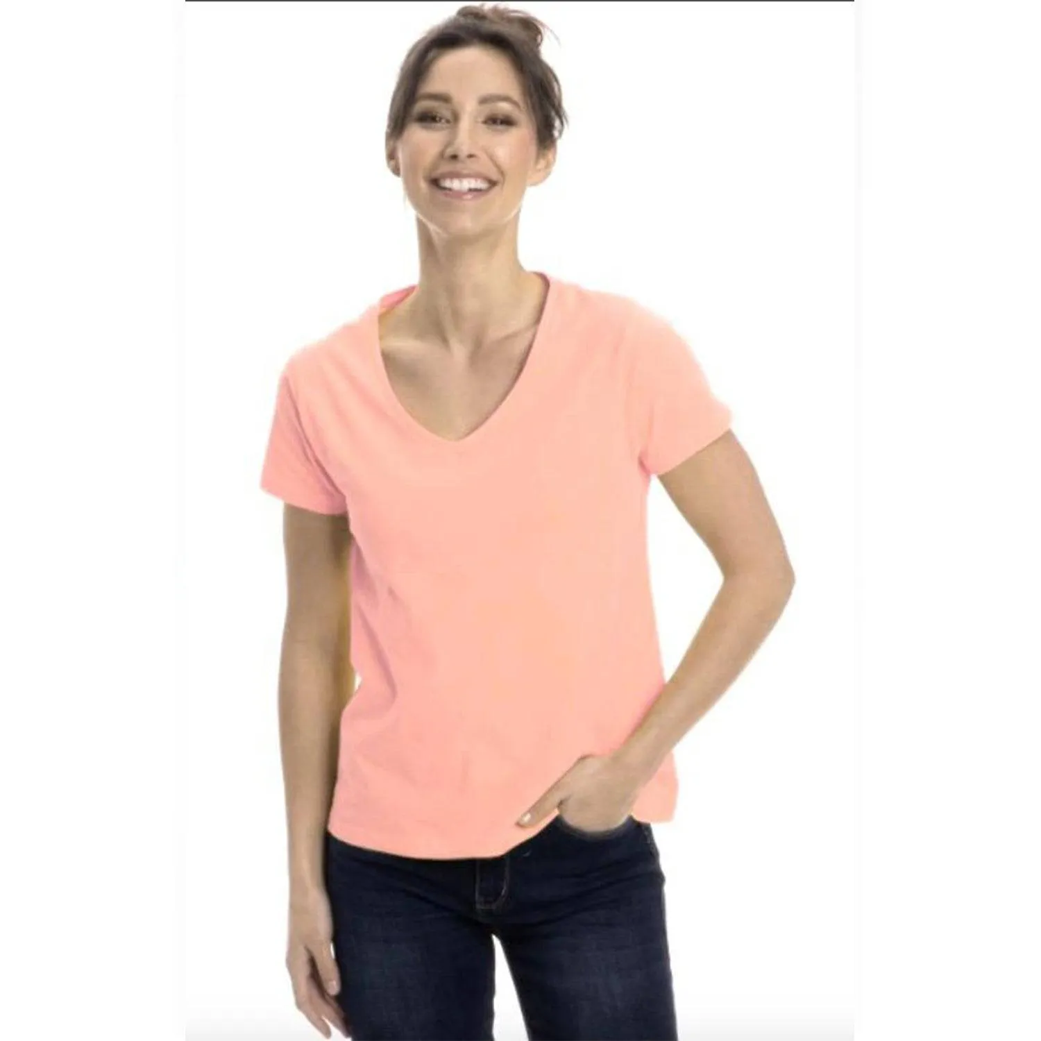 Short Sleeve V-Neck T-Shirt for Women in Pretty Spring Colors