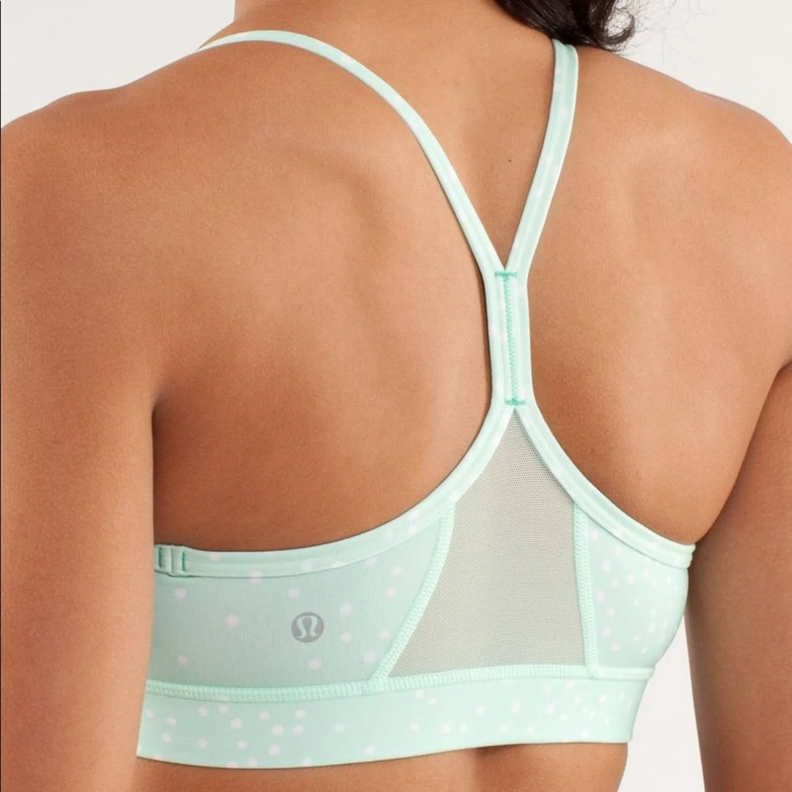 Size XS Lululemon Flow Y Bra IV in Petit Dot Fresh Teal / Fresh Teal
