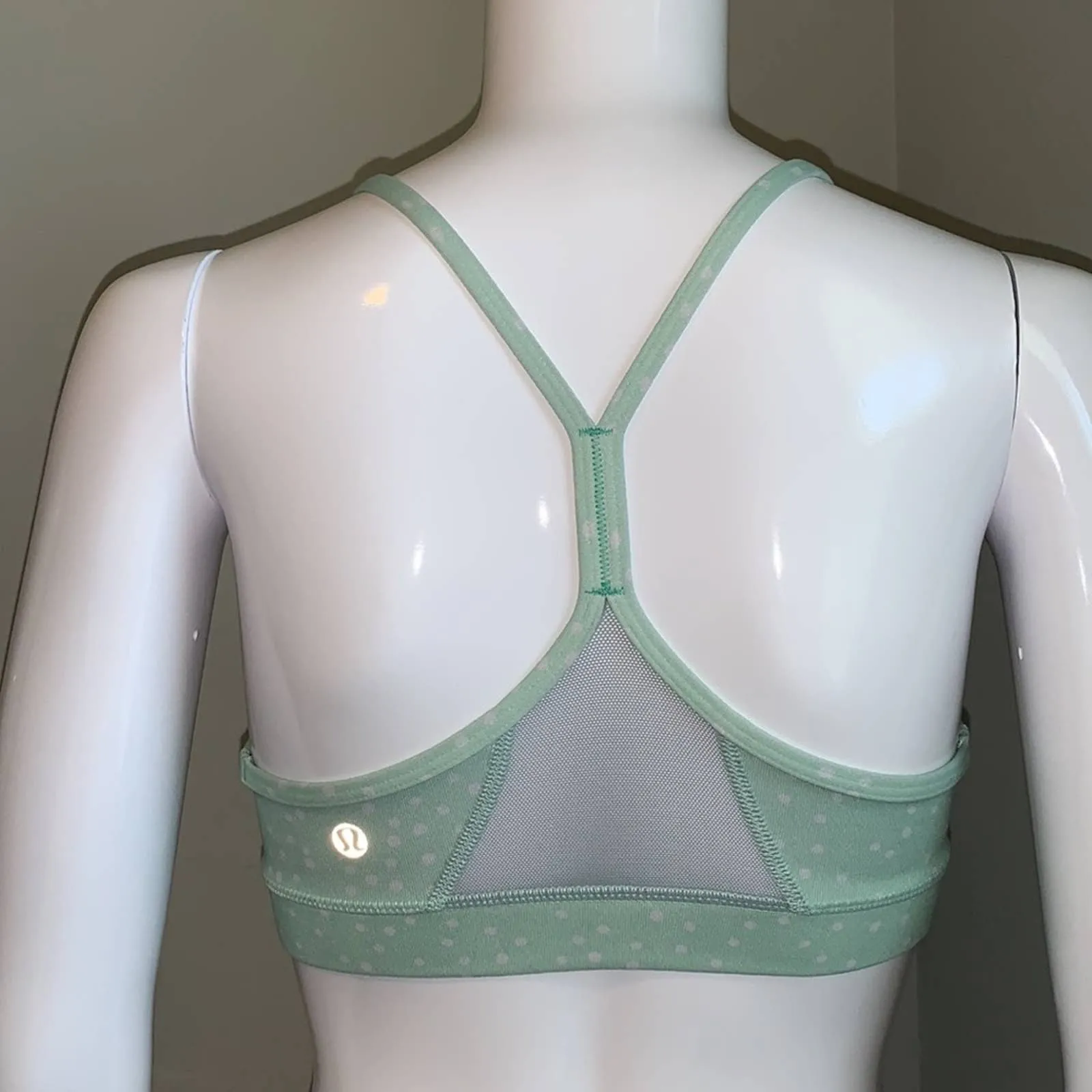 Size XS Lululemon Flow Y Bra IV in Petit Dot Fresh Teal / Fresh Teal