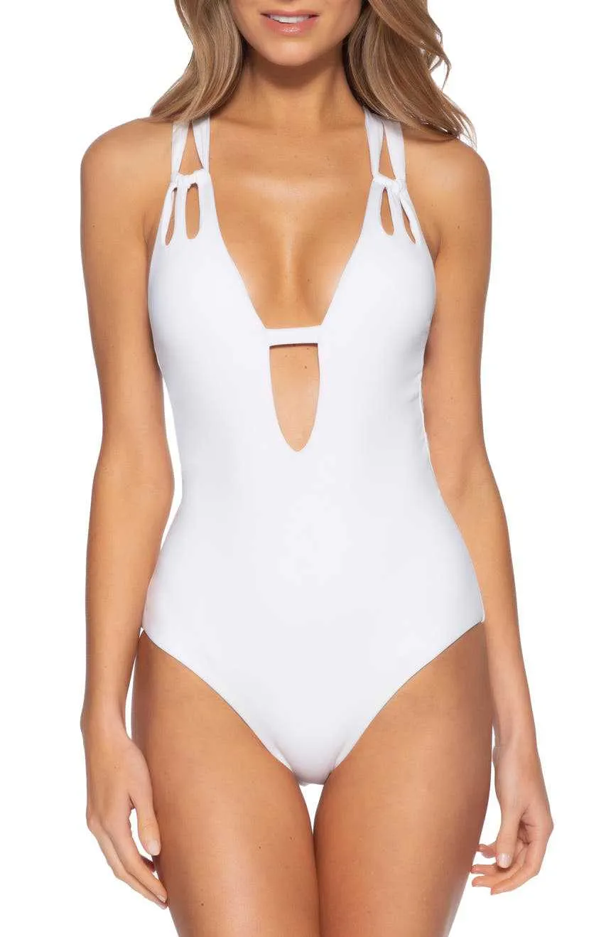 Sleek Backless Monochrome One-Piece Swimsuit