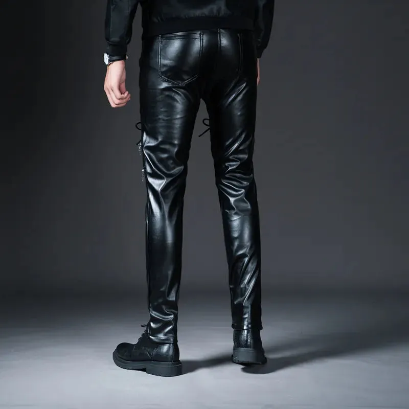 Sleek Men's Faux Leather Motorcycle Pants