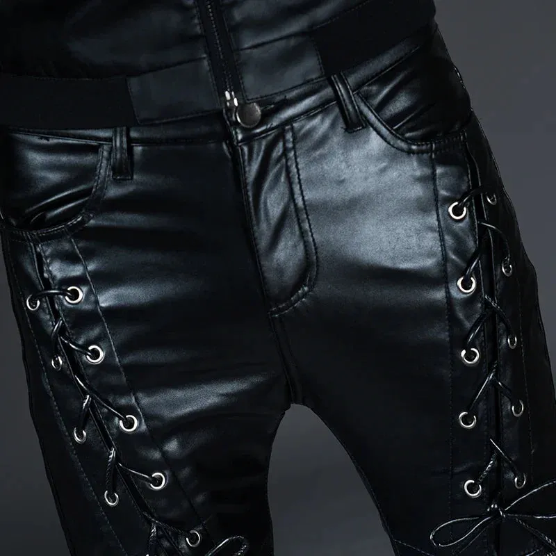 Sleek Men's Faux Leather Motorcycle Pants