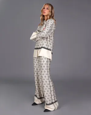 STORM GEOGRAPHIC WIDE LEG PRINT PANTS