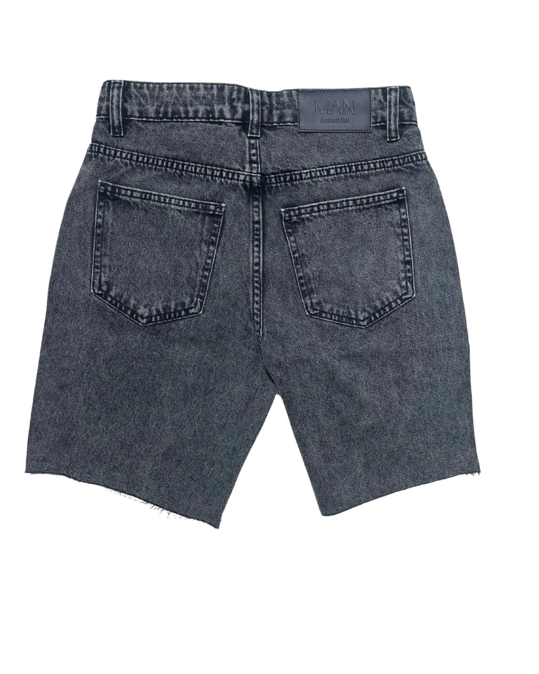 Straight Fit Washed Raw Hem Denim Shorts