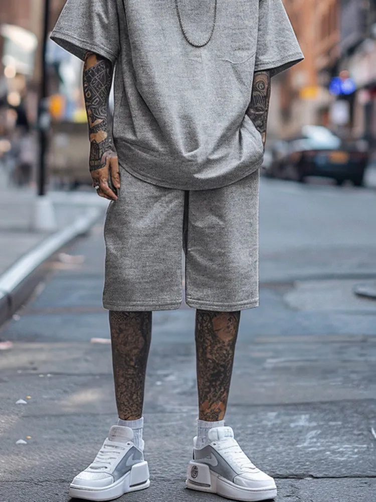 Stylish Loose Turtleneck T-shirt Shorts Set