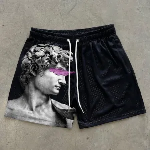 Stylish Retro Sculpture Stretch Shorts