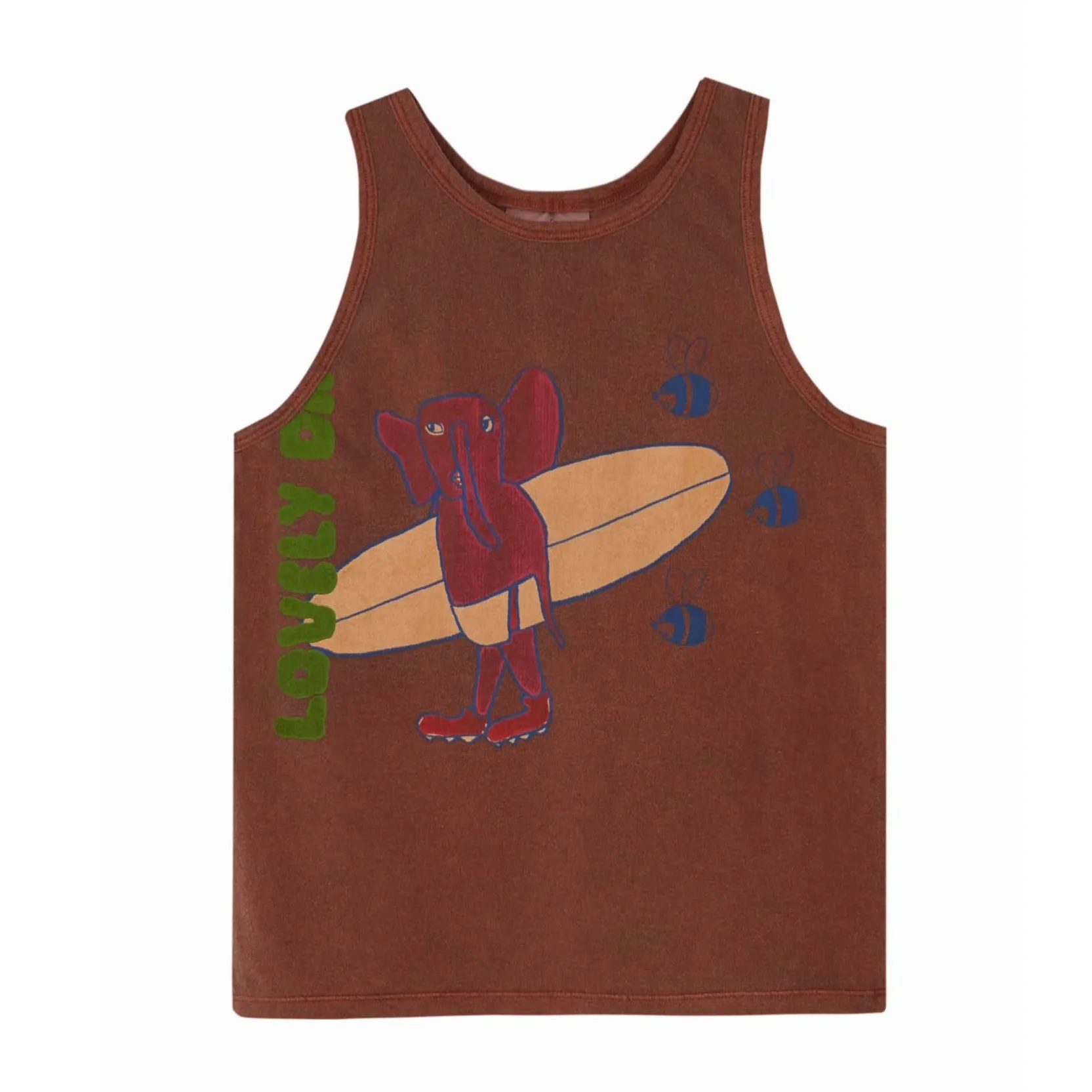 Surfing Elephant Tank Top (brown)