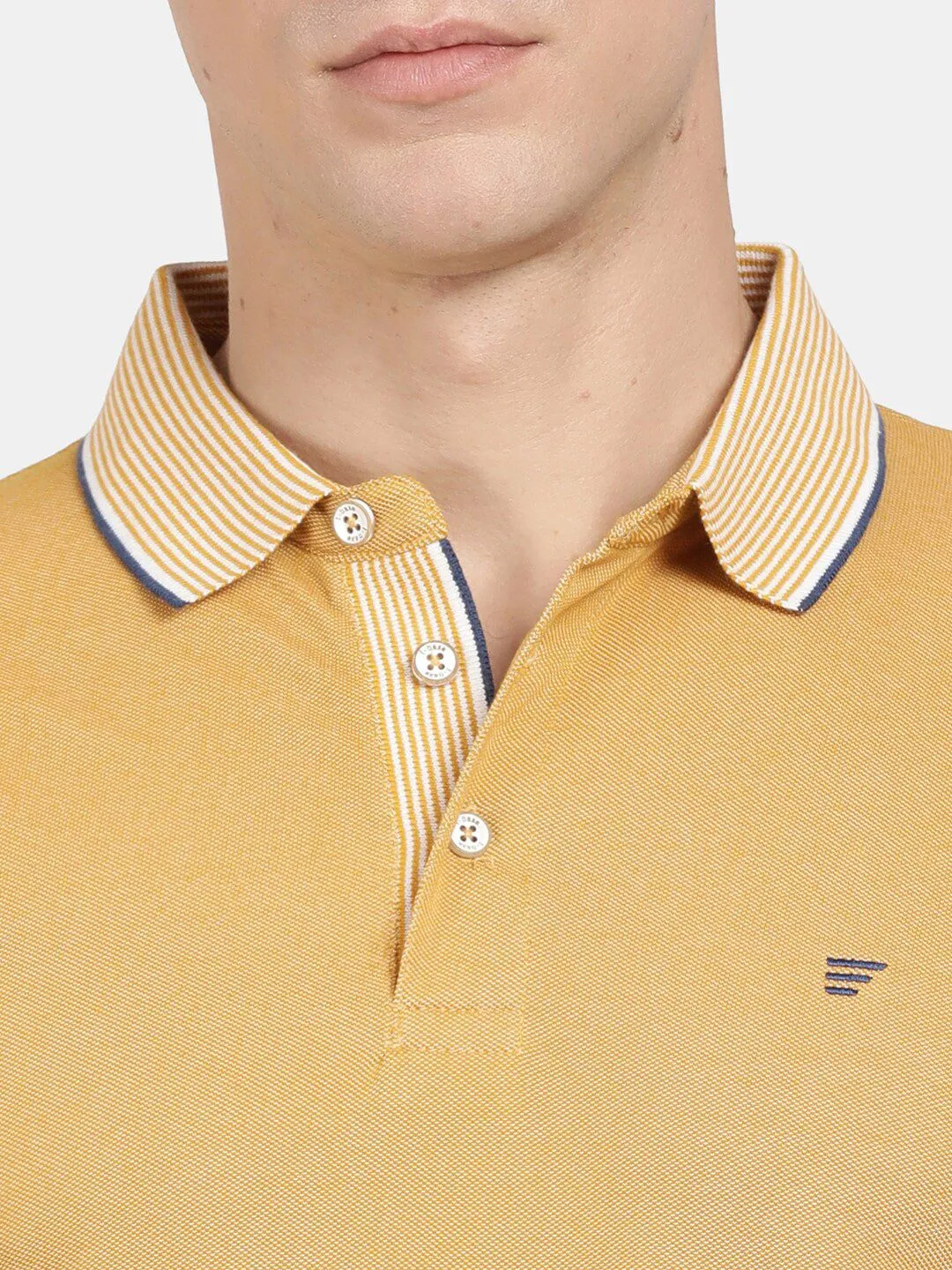 T-Base Men Striped Polo Collar Cotton T-Shirt