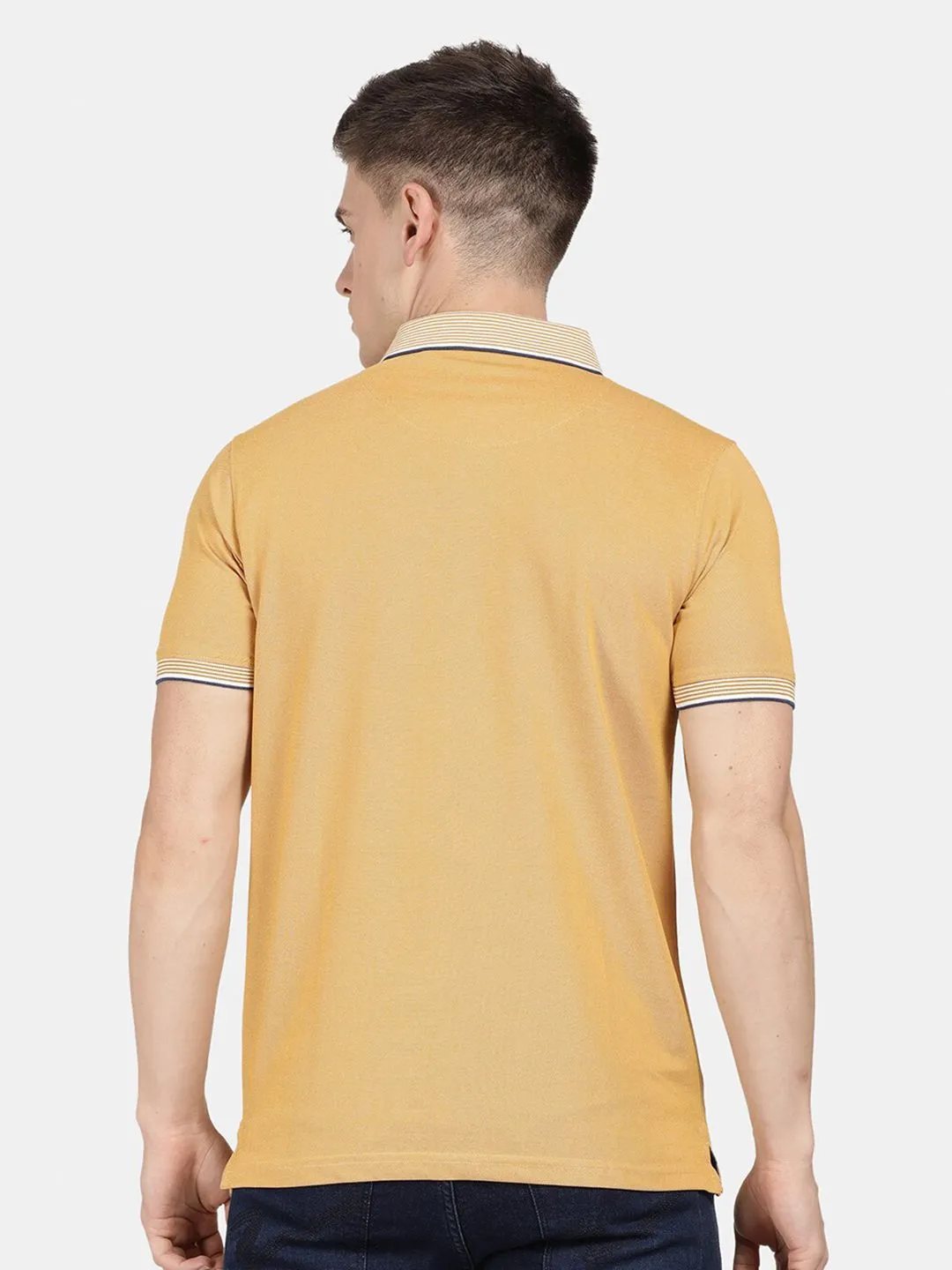 T-Base Men Striped Polo Collar Cotton T-Shirt