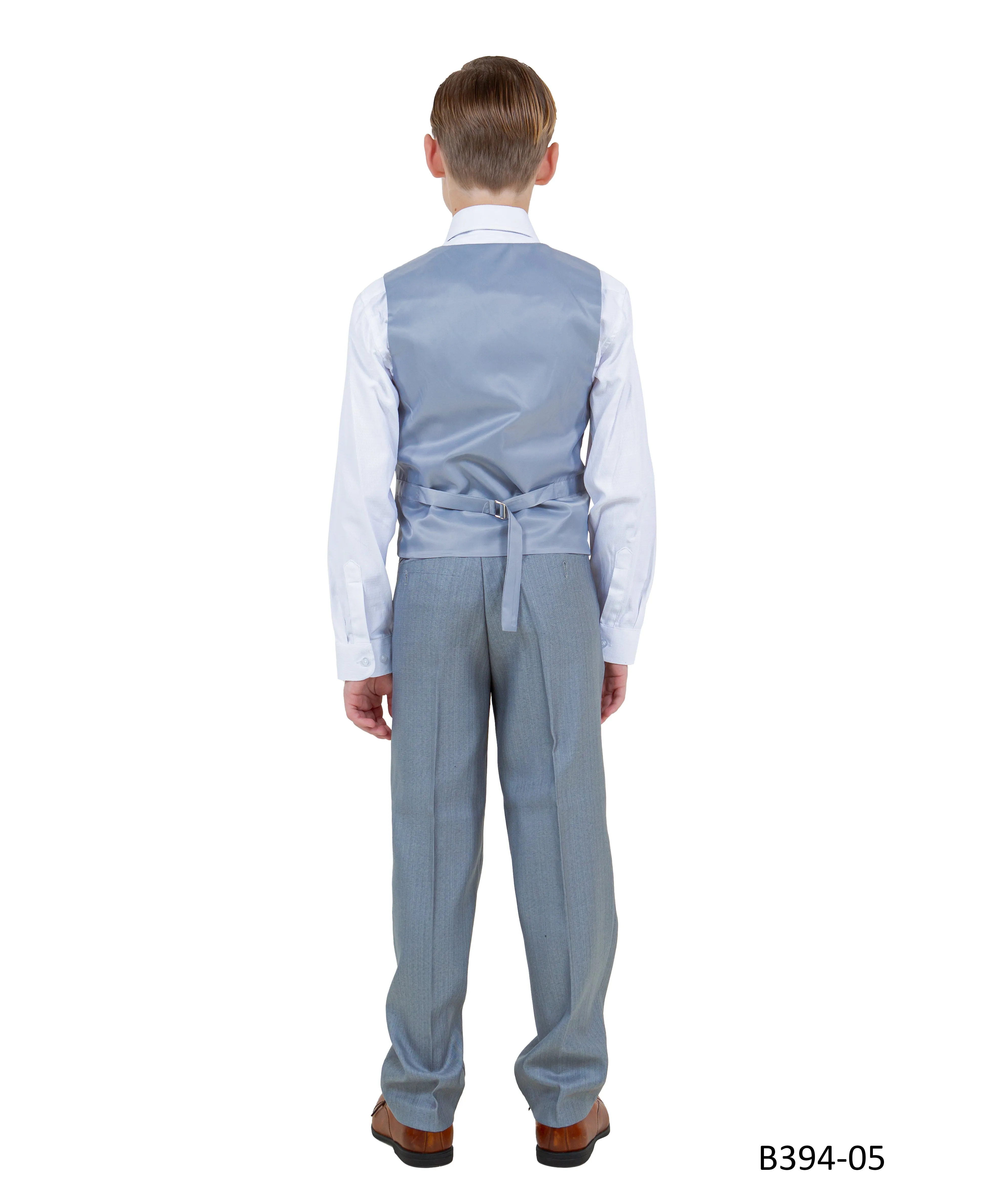 Tazzio Modern Fit Boys Sharkskin Suit 5pc Set, Metallic Blue