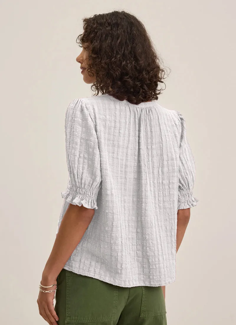 Textured Short Sleeve Gauze Top