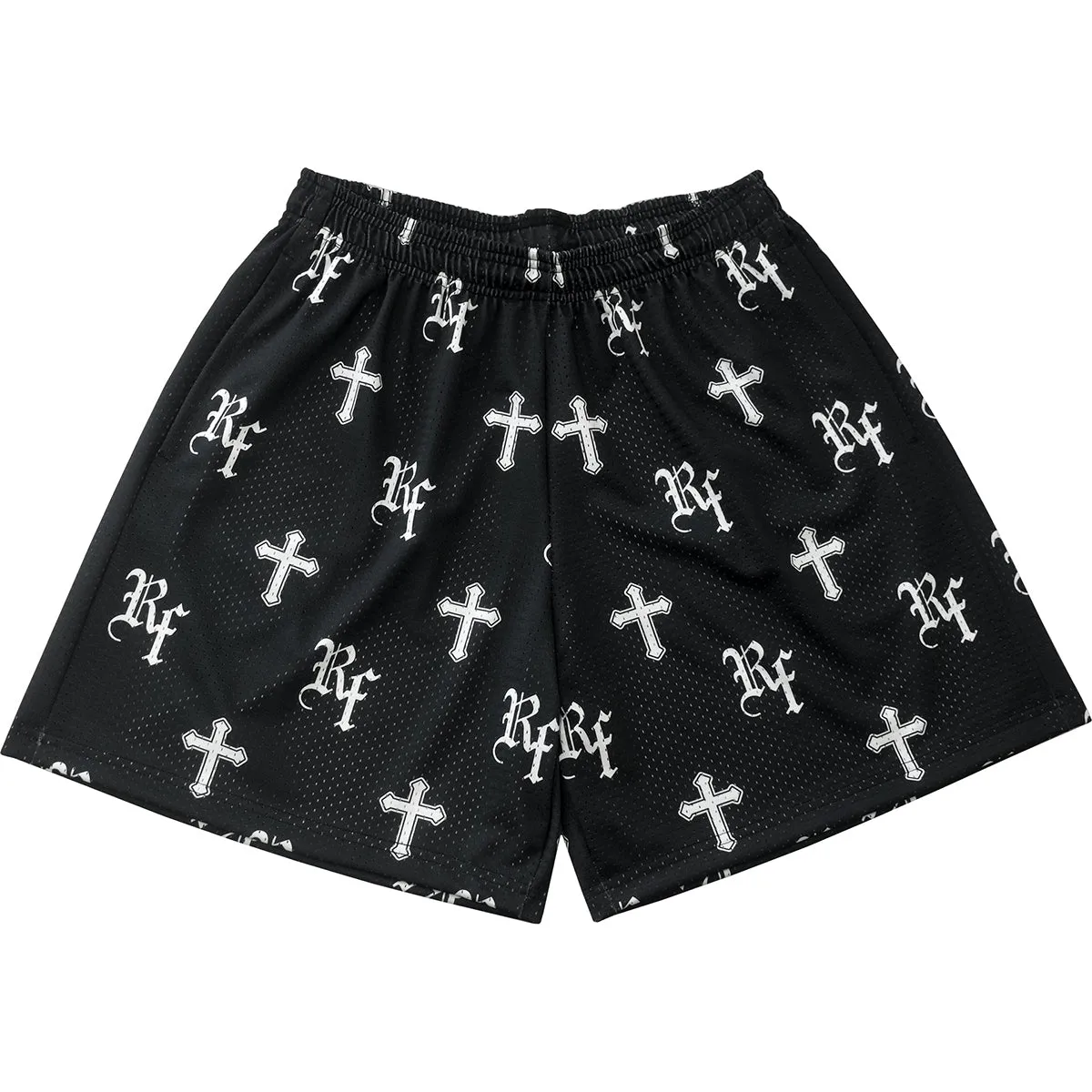 Trendy Cross Print Mesh Shorts
