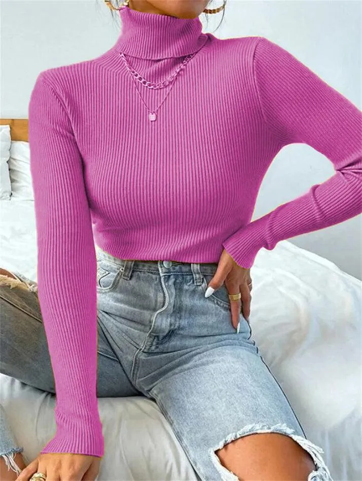 Turtleneck Puffy Graceful Sleeve Sweater