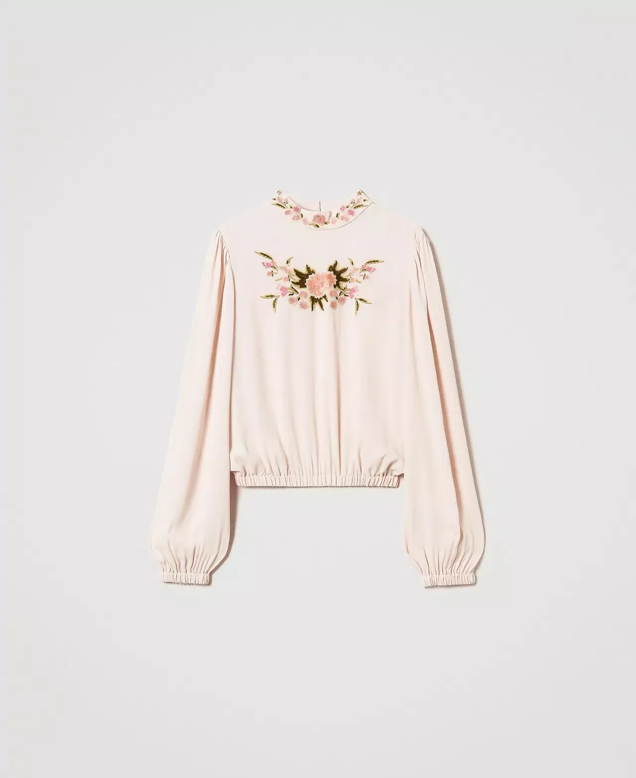 TWS-251TP2472 BEIGE FLORAL EMBROIDERY BLOUSE