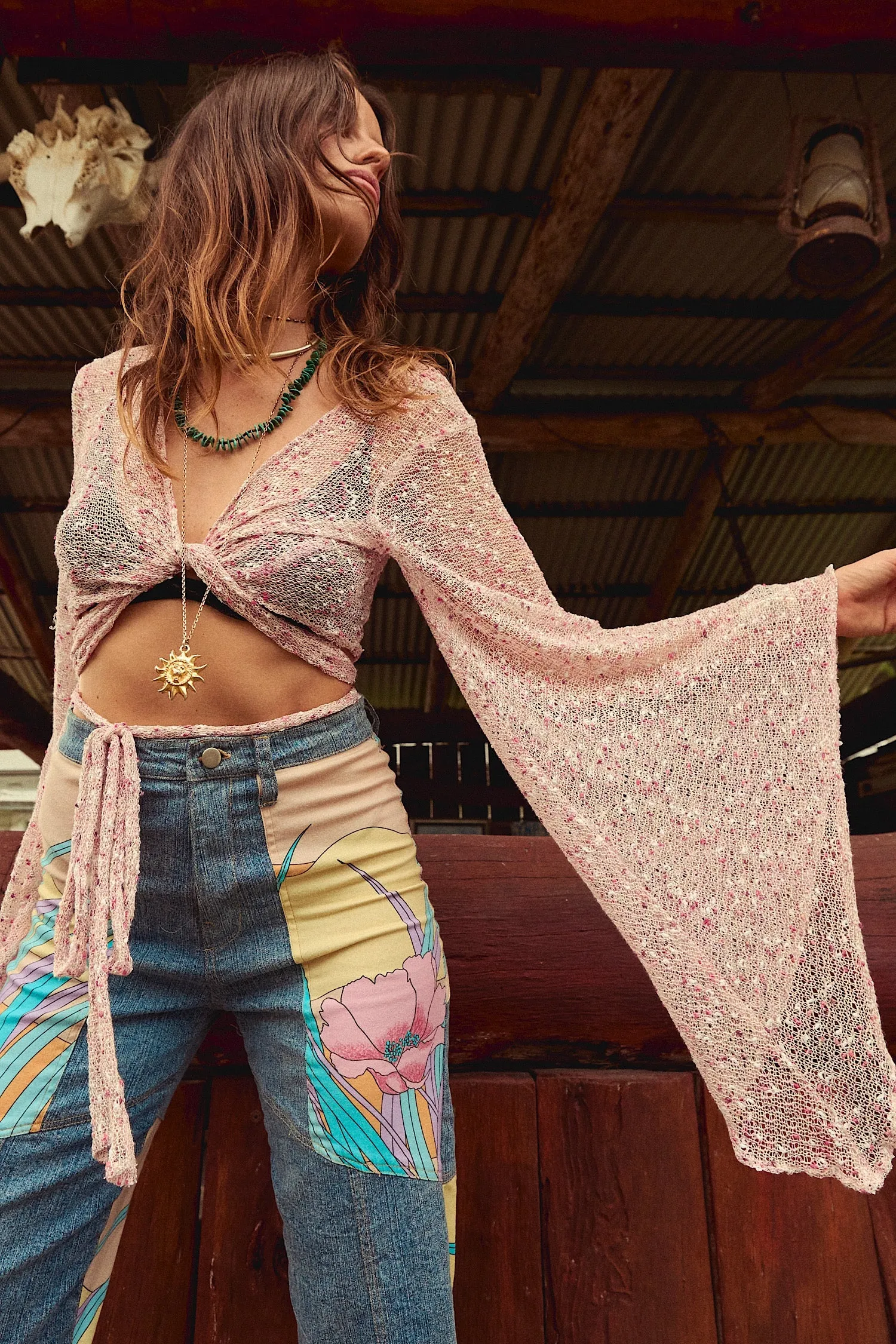 White Cloud Tie Blouse - Cotton Candy