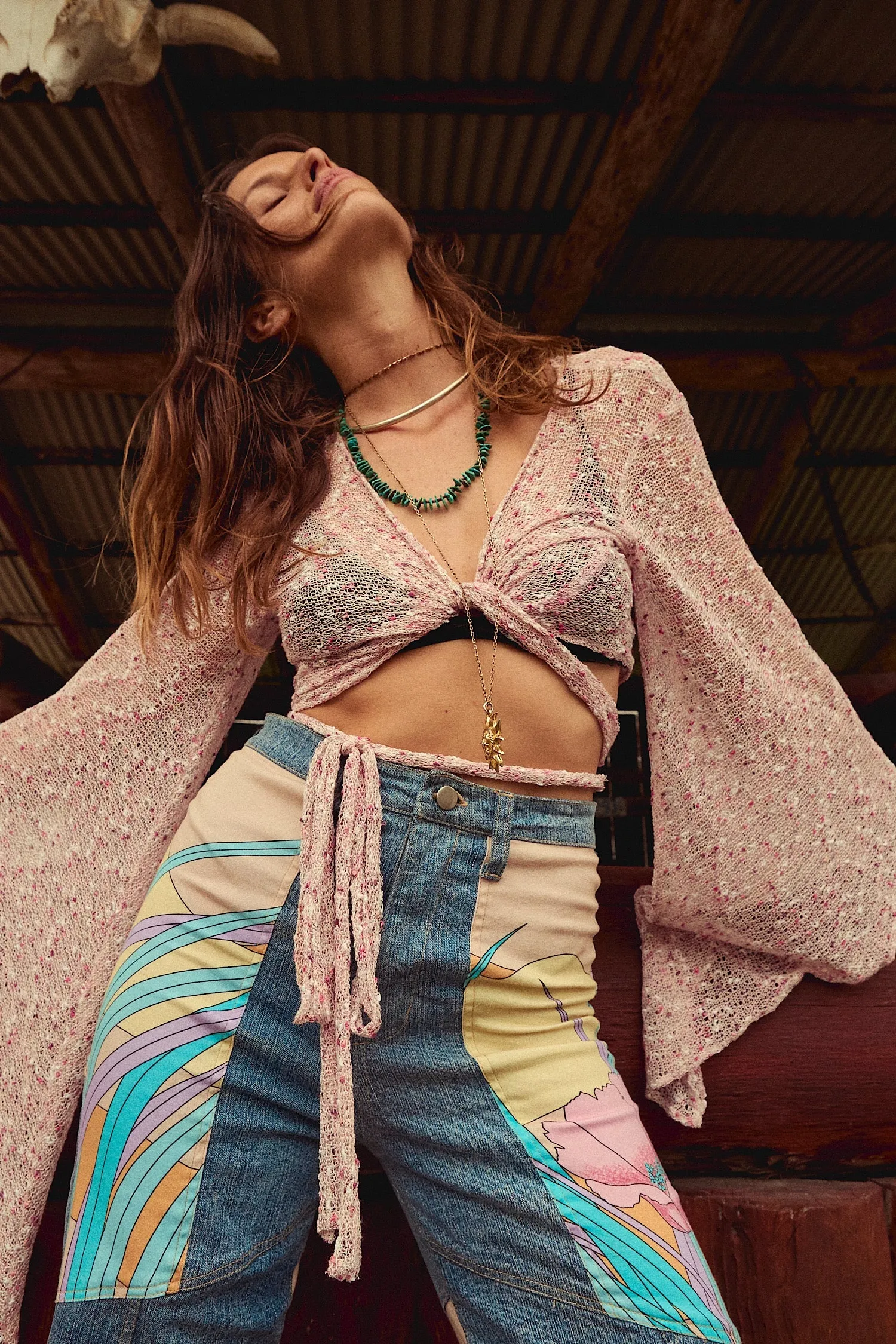 White Cloud Tie Blouse - Cotton Candy