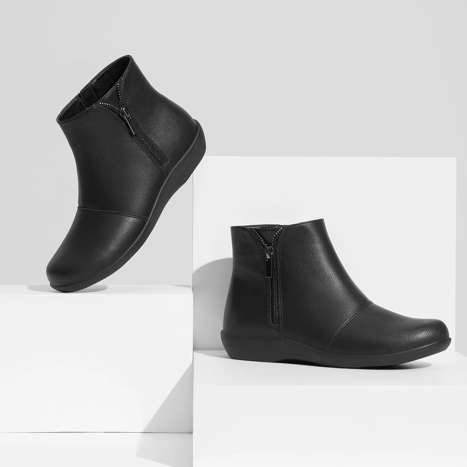 Women's Ankle Boots Flat Booties Ruched Casual Short Boots Arch Support Comfortable Walking Boots for Women