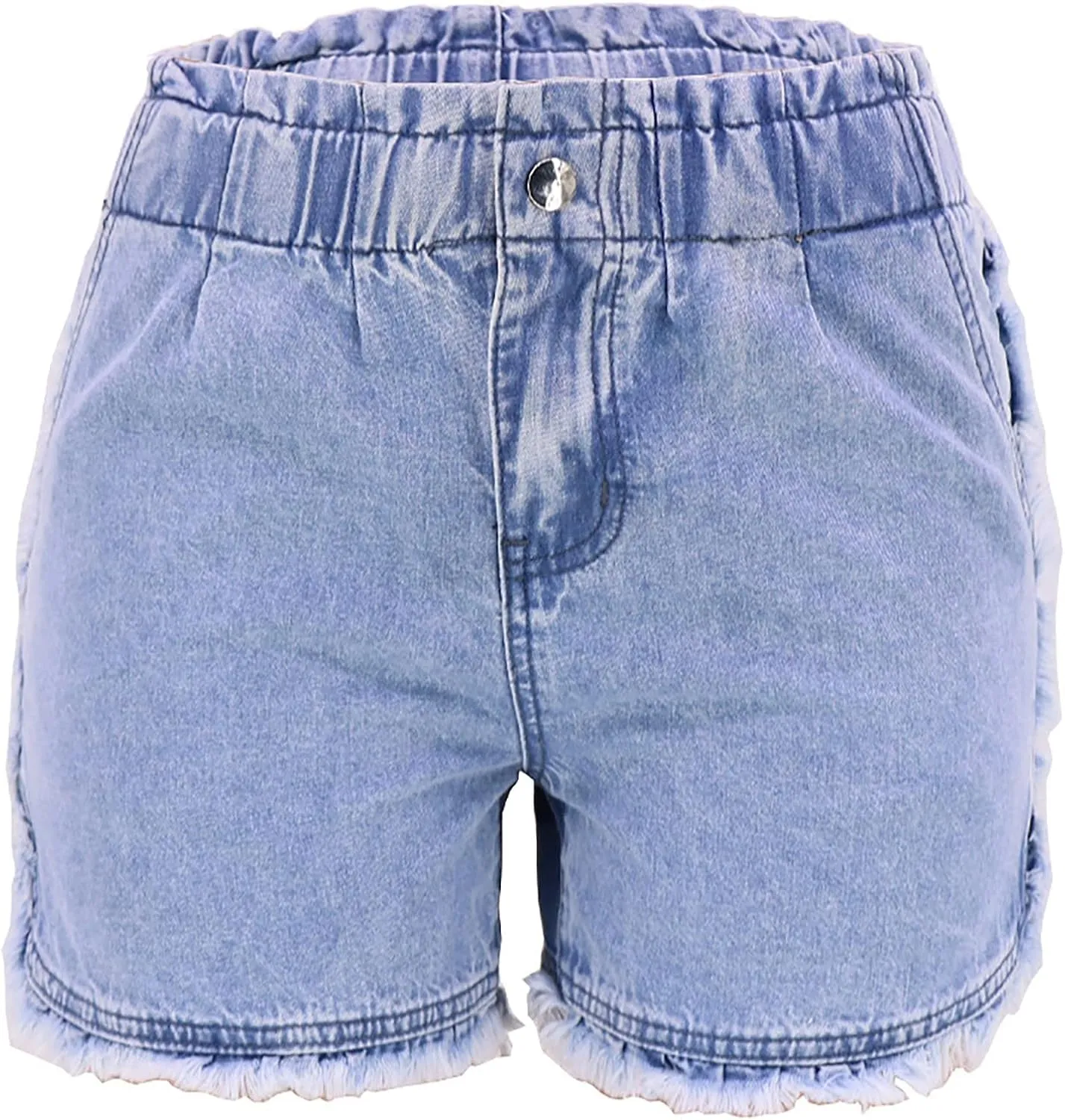 Womens Casual Short Jeans High Waisted Frayed Raw Hem Denim Shorts with Pockets 2024 Summer Trendy Sweat Short Jean Pants