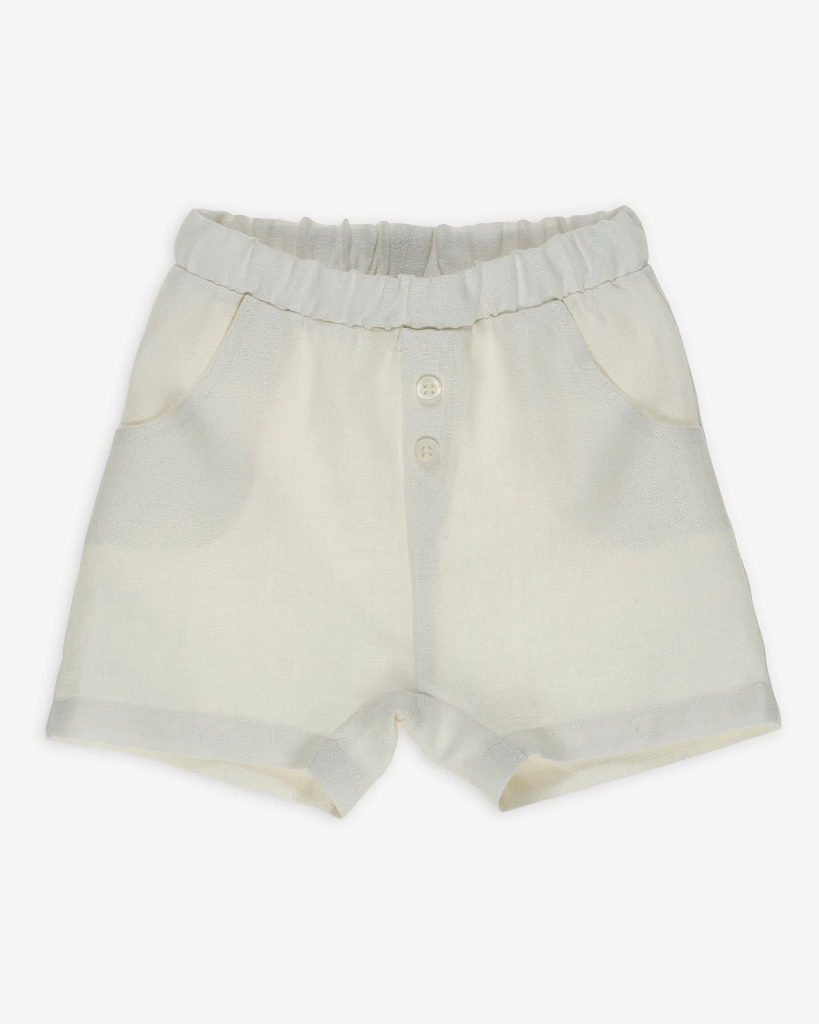 Yell-Oh Ecru Linen Bermuda Shorts